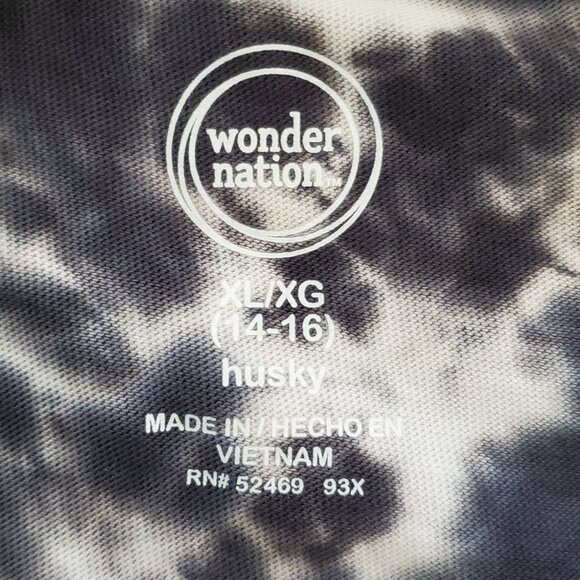 Wonder Nation Tie Dye Black & White Ribbed Hem Hoodie SZ XL (14-16) - Picture 4 of 8